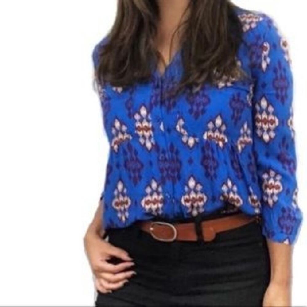 Anthropologie Maeve Woodland Walk Aztec Tribal Top